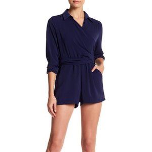 MISSGUIDED | Navy Blue Wrap Front Romper Size 14